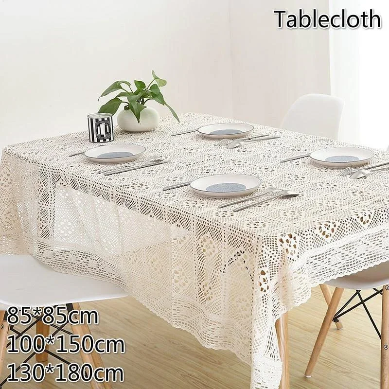

Elegant White Lace Table Cloth Wedding Decor Translucent Table Cover Embroidered Tablecloth Tea Tabl