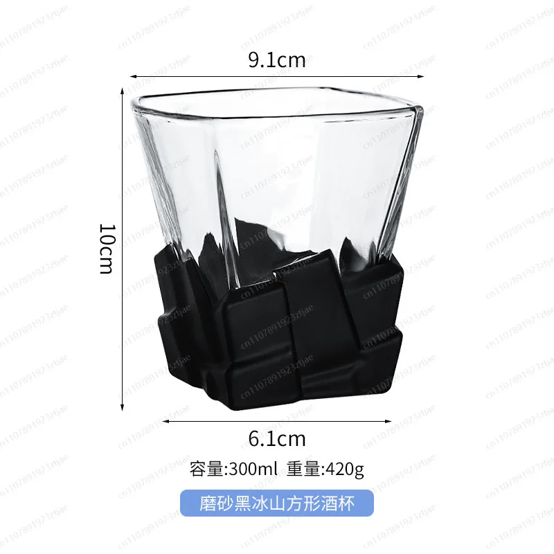 Gemstone water glass, new women's glass, high-end light luxury drink, iceberg square wine glass