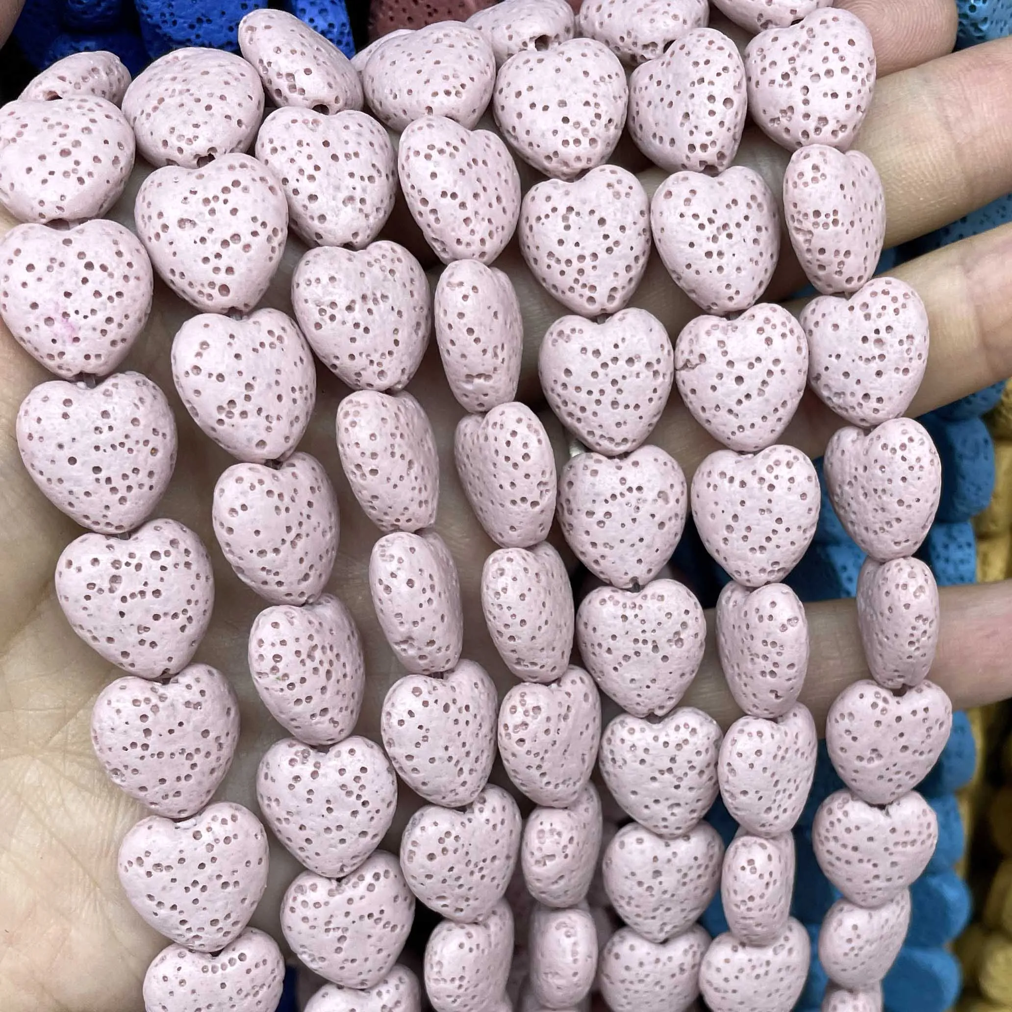 13MM 19MM Natural Volcano Lava Stone Heart Shape Loose Spacer Beads For Jewelry Making DIY Necklace Earring Accessories