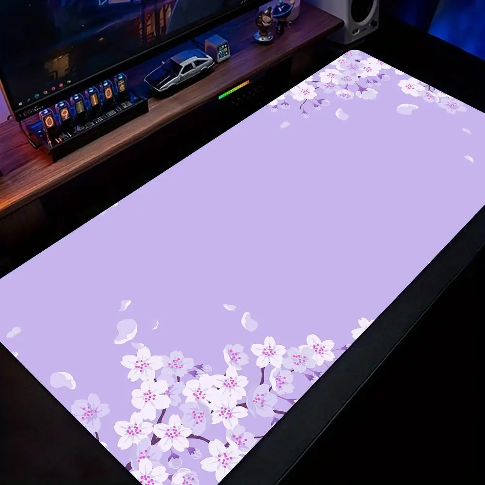 

Purple floral pattern Mouse Pad non-Slip rubber base kawaii Desk Mat with Stitched Edges pc accessories Gaming mat Extended pad