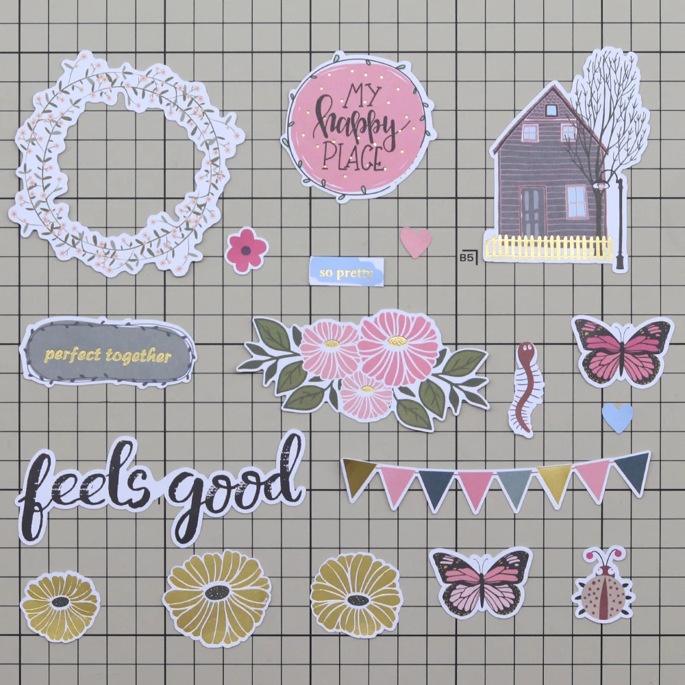 Creative Path Tranquil Place Scrapbooking Journaling Komplettsets 15 Stück Dekorative Papier-Ausschnitte Rahmen Aufkleber DIY Bastelsets – Detail 18