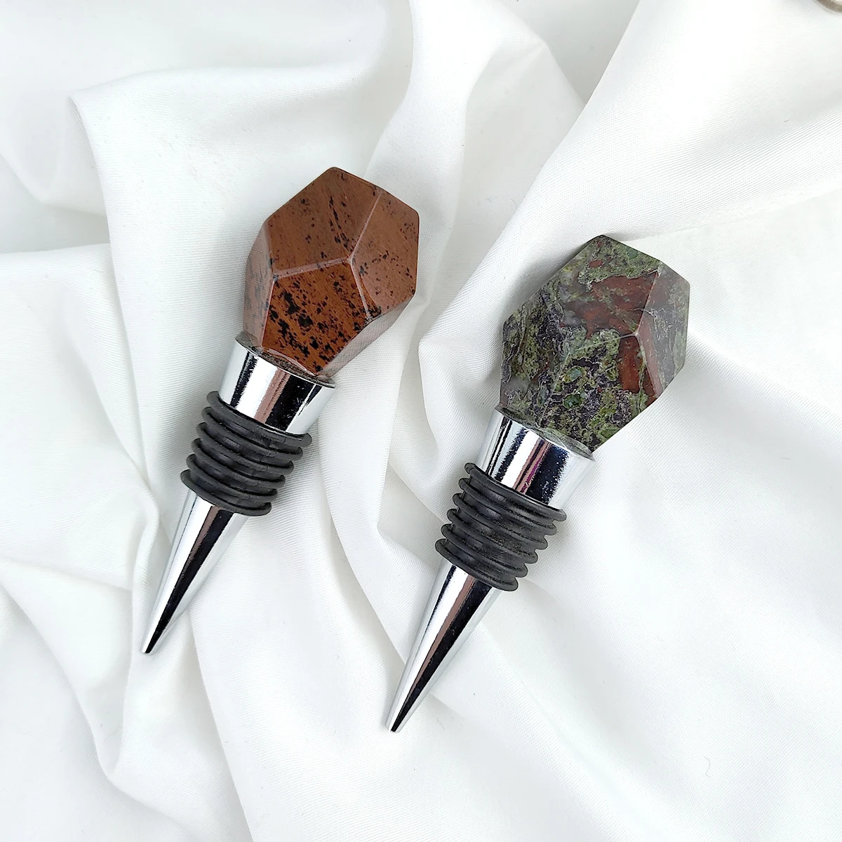 1PC Natural Crystal Polyhedron Red Wine Champagne Wine Bottle Stopper Valentines Wedding Gifts Reusable Stopper