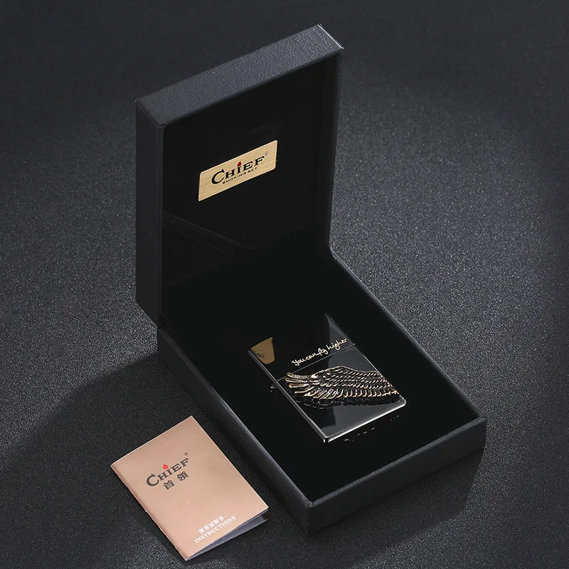 

Зажигалка CHIEF Angel Wings ветрозащитная, мужская, персонализированная, ретро, креативная, латунная, для сигарет, оптовая продажа, праздничный подарок