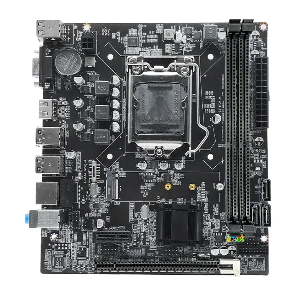 SOYO H61M Motherboard M.2 NVME PCIEx16 DVI Supports Dual-channel DDR3 RAM Intel Core 2/3 Gen CPU LGA1155 for Gaming Computer