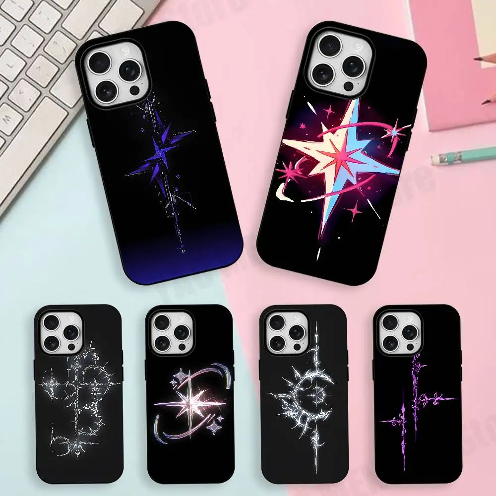 

Cross Star Illustration Matte Magnetic For Case For iPhone 17,16,15,14,13,12,11 Pro Plus Mini Max Frosted Cover