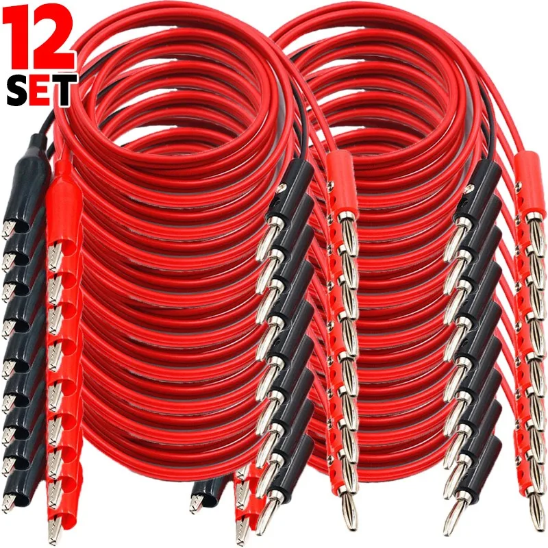4mm Banana Plug To Alligator Clip Electrical Test Equipment Leads Connector Multimeter Measure Red Black Clamp Supplies