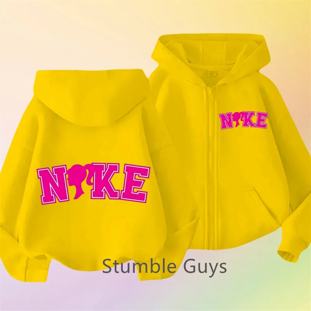 

Barbie Printed Children's Clothing Girls Casual Zipper Sweatshirt Fashion Children's Boys Clothing