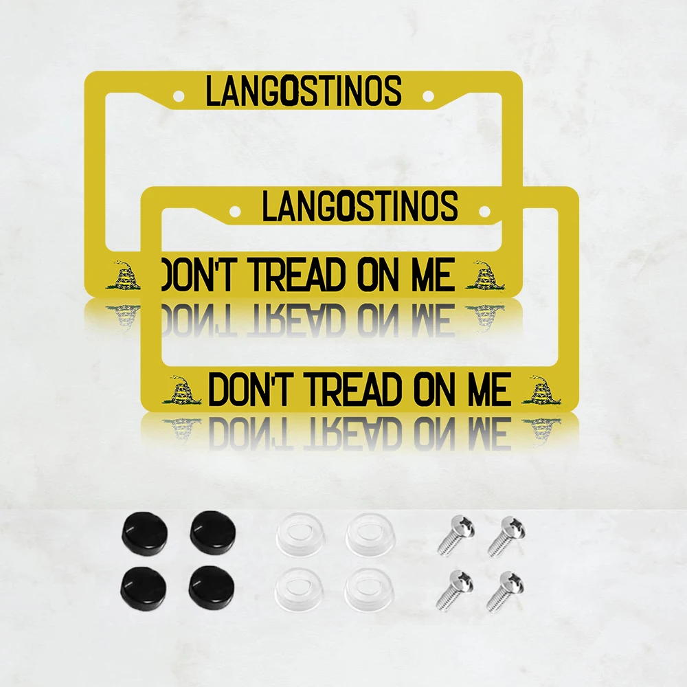 غطاء لوحة الترخيص أصفر أسود إطارات لوحة الترخيص Langostinos Don't Tread on Me ملحق سيارة عالمي من الألومنيوم #2