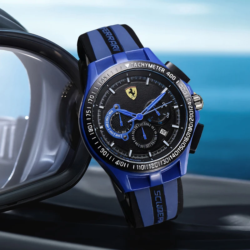لساعة فيراري للرجال فاخرة متعددة الاستخدامات من خليط معدني للرجال ساعات كوارتز مقاومة للماء بتقويم مضيء ساعة رجال الأعمال