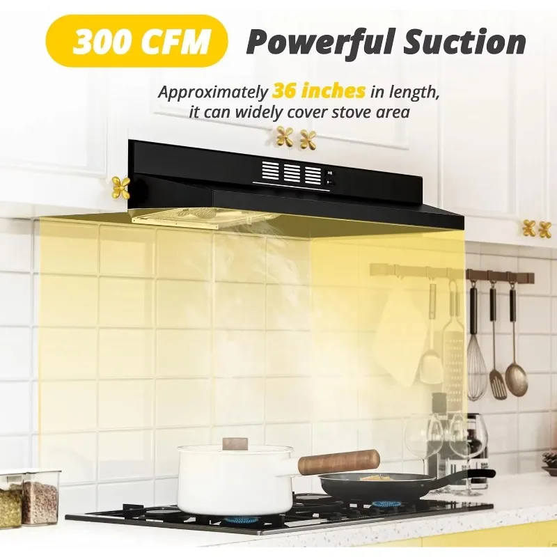 Popular. شفاط المطبخ الأسود مقاس 36 بوصة تحت الخزانة، غطاء المطبخ القابل للتحويل بدون مجاري/خلاصة تهوية من الفولاذ المقاوم للصدأ مطلي باللون الأسود #2