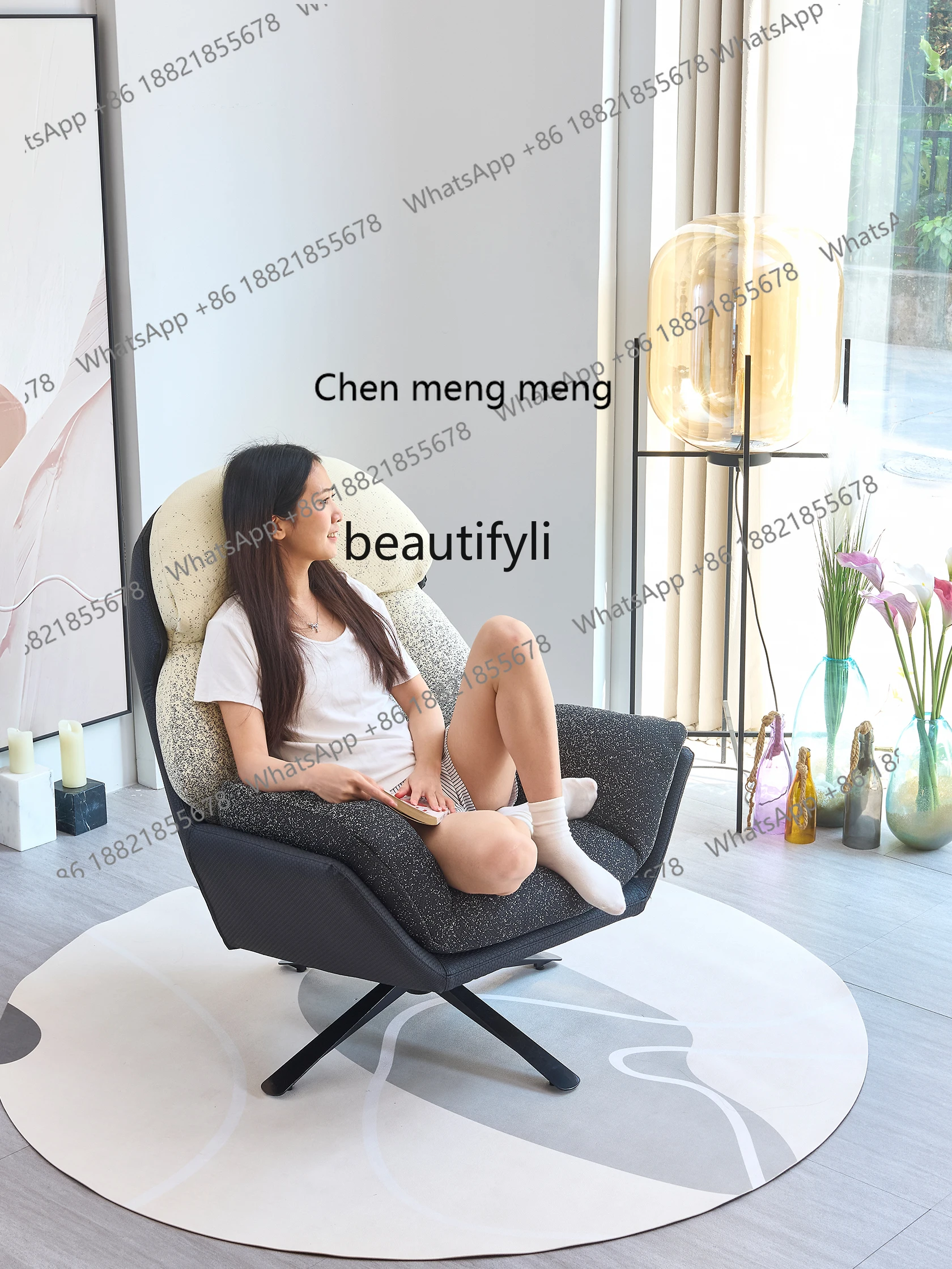 탈부착 가능한 소파 의자, 거실 발코니용 360도 회전 싱글 의자, 레저 의자 H