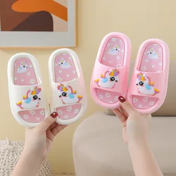 Summer Bbay Girl's Cute Cartoon Unicorn Slippers Kids Indoor Home Bathroom Non-Slip Shoes Seabeach Sandals For 3-8 Y Kids Shoes