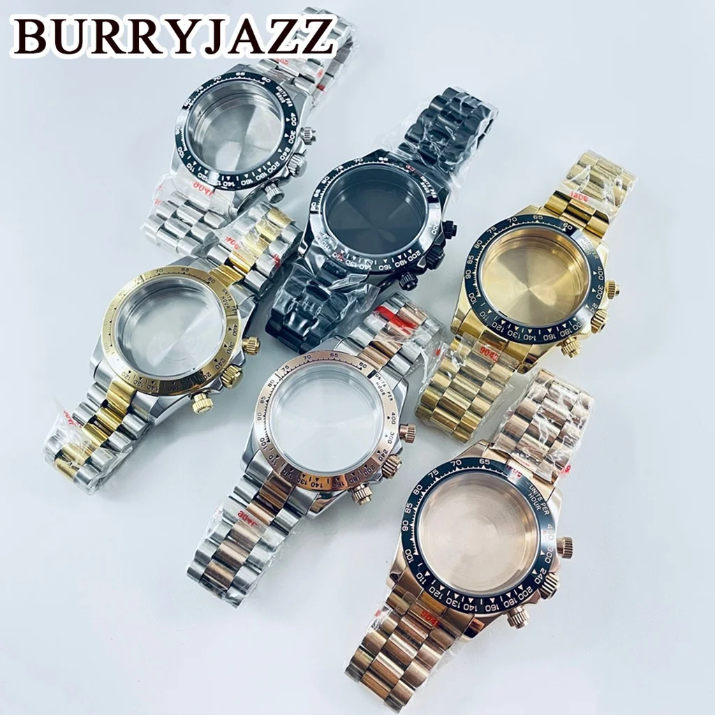 40mm Daytona Style Watch Case Set With Sapphire Glass 316L Stainless Steel Timing Modification Kit Fit VK63 VK64 Quartz Movement