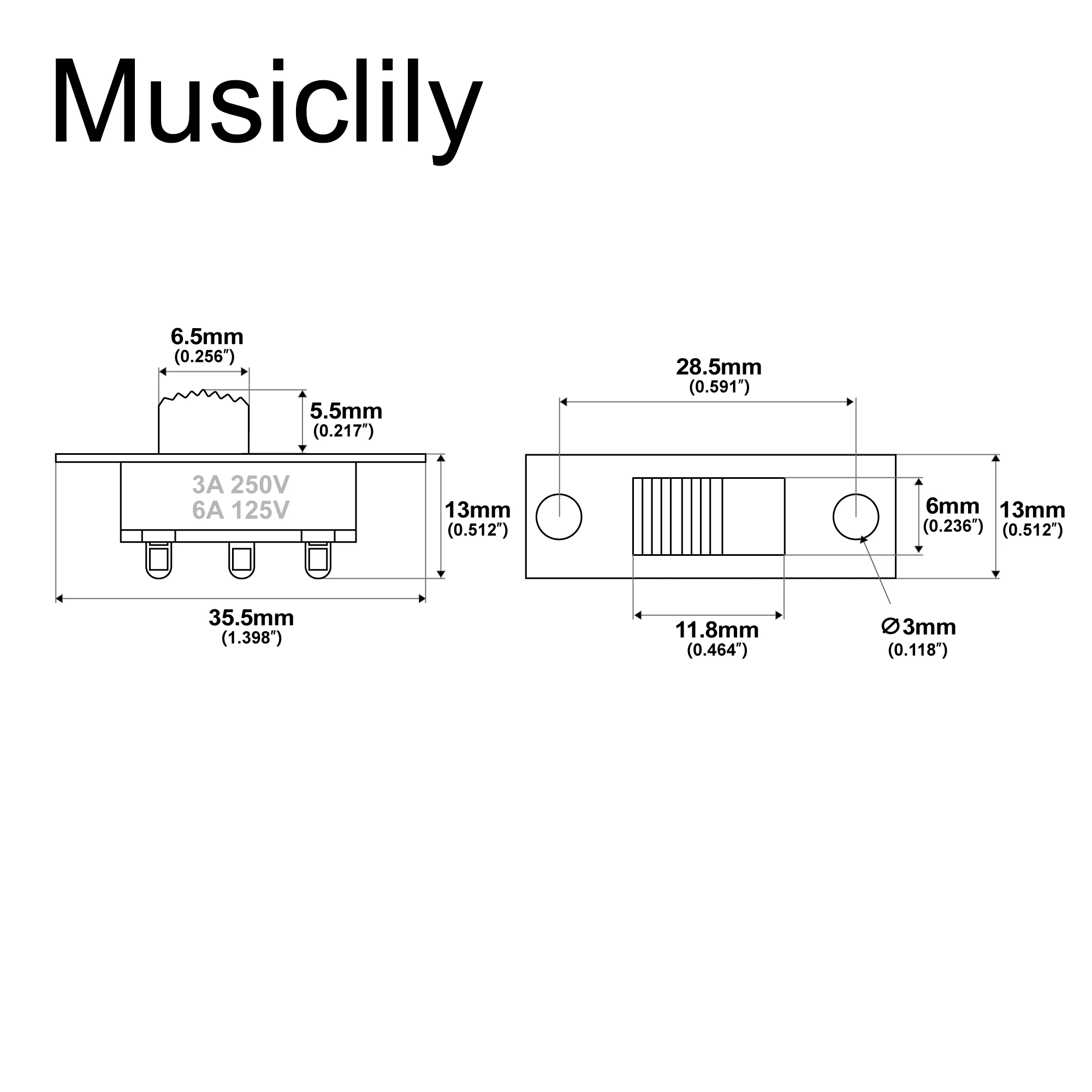 Musiclily Pro 2 Position Slide Switch for Jazzmaster Style Electric Guitar