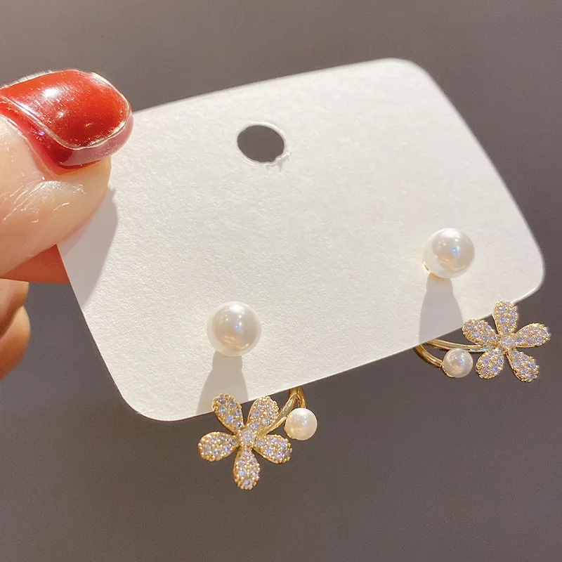 Korean Elegant Imitation Pearl Stud Earrings For Women Fashion Flower Mermaid Geometric Earring Female Wedding Party Jewelry