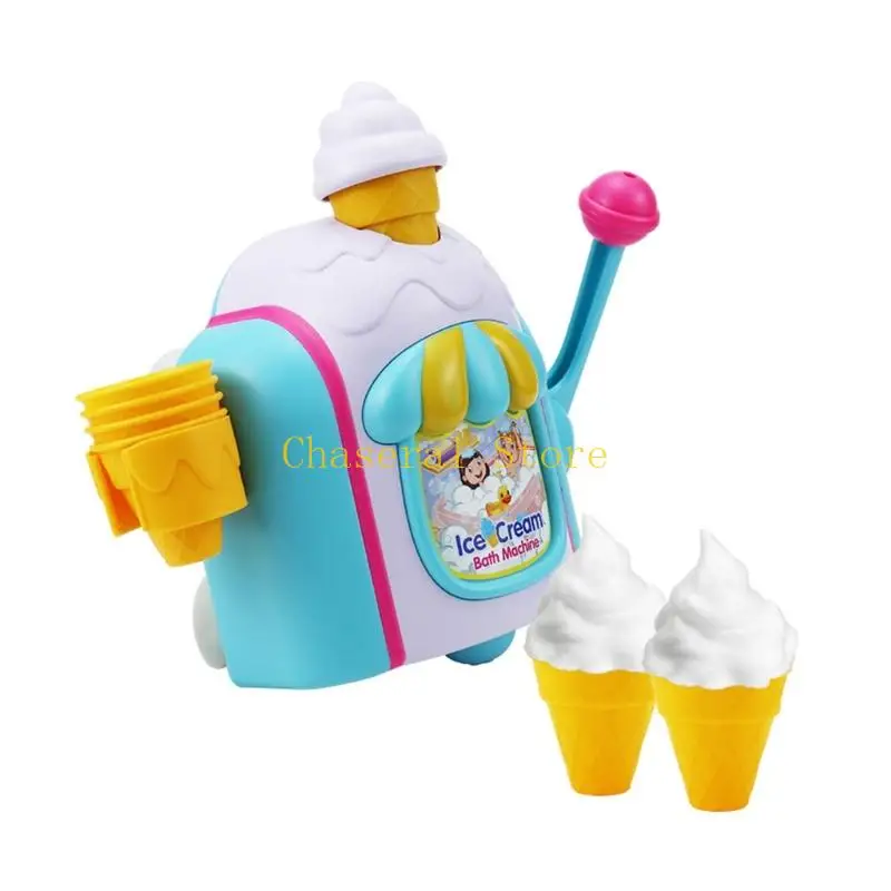 E7CE Ice Cream Maker Bath Bath Toy for Kids Safe Plastic Ducha Play Máquinas Bubble Machines con diseño taza succión para