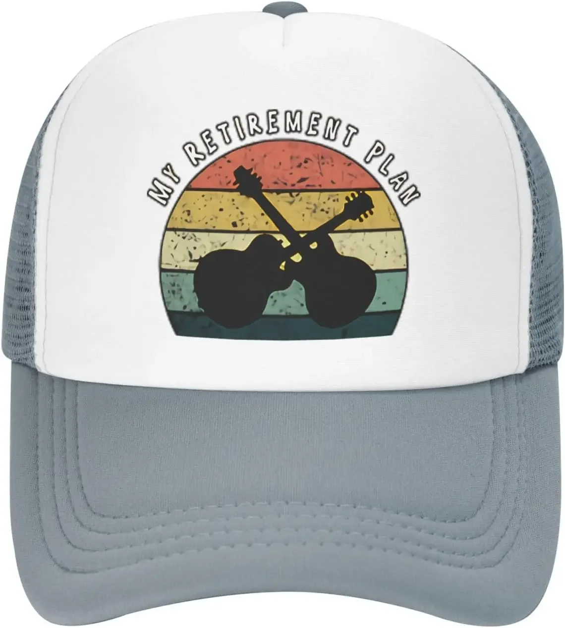 My Retirement Plan Funny Guitar Musician Baseball Cap Trucker Hat for Men Women Breathable Mesh Adjustable Snapback Closure