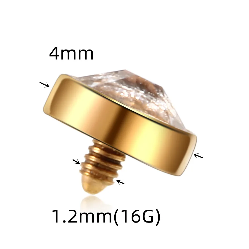 1Pc Titanium Gold Color Microdermal Piercing Fashion Micro Dermal Anchor Top Hide in Skin Diver Surface Piercing Body Jewelry