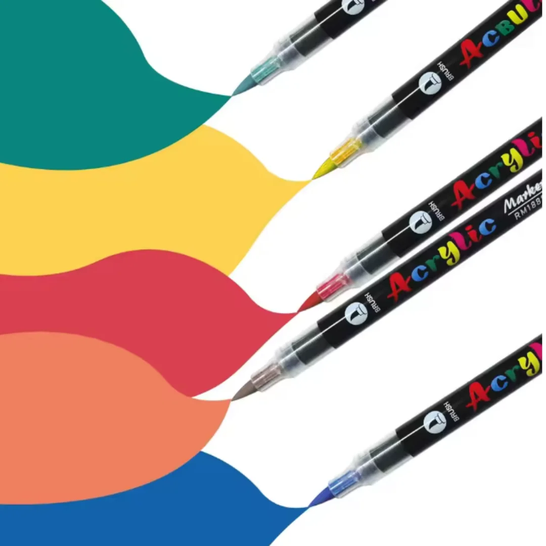 12/24/36 Colors Acrylic Paint Pens Markers Brush Tip Paint Markers For Rock Painting Wood Stone Glass Gift DIY Crafts