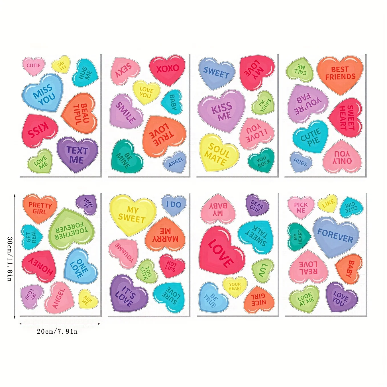 مجموعة من 8 ملصقات نافذة على شكل قلب لعيد الحب، مناسبة لتزيين المنزل والمكتب والمدرسة