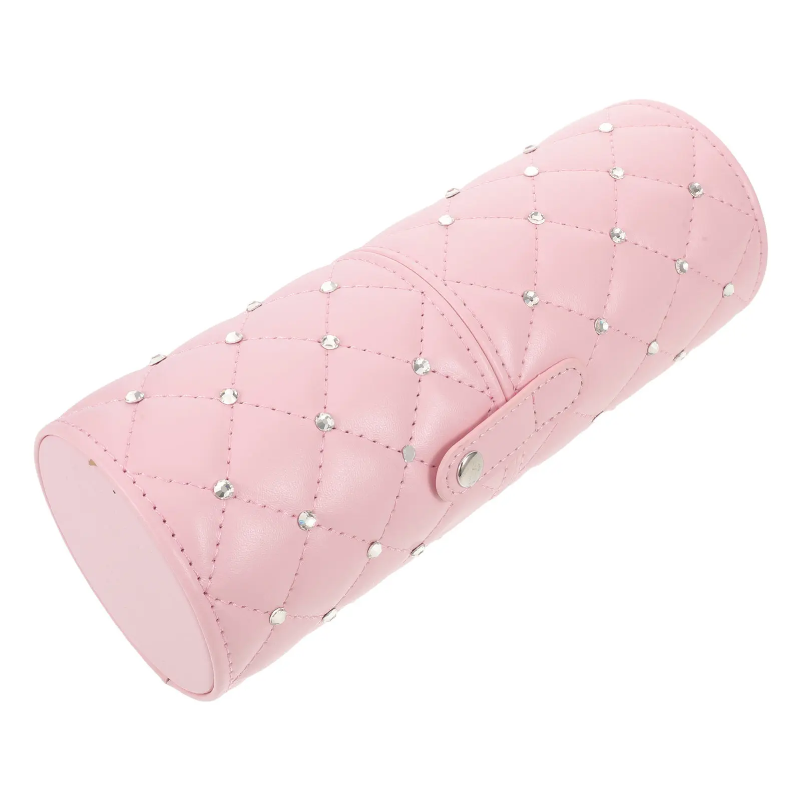 Stylish Pink Rhinestone Makeup Brush Organizer Dustproof Cover Desk Pencil Cup Travel Storage Case Makeup Holder