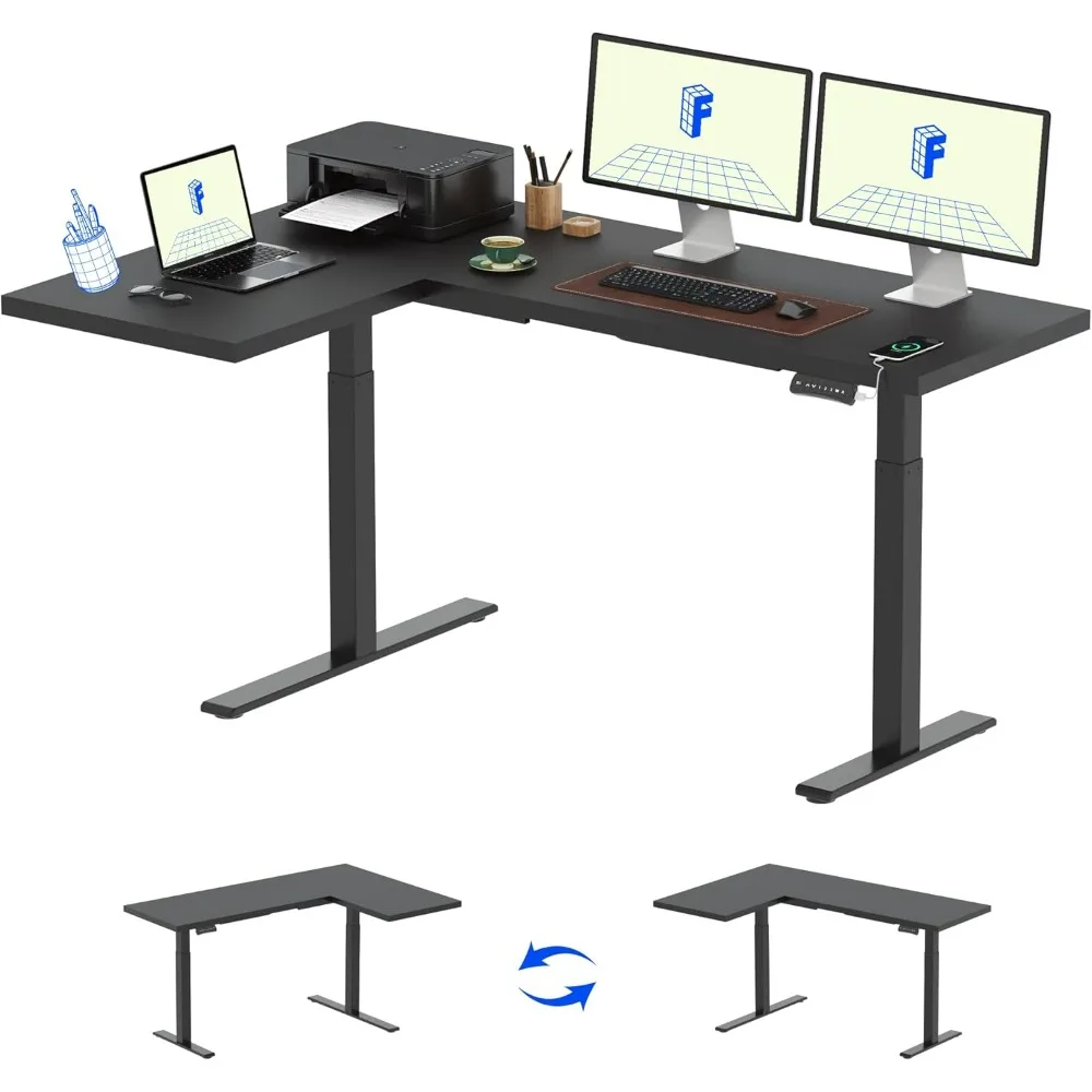 

L-Shaped Standing Desk 71 x 48 Inch Dual Motor Electric Corner Computer Table - Height Adjustable Sit Stand Up Home Office Desk
