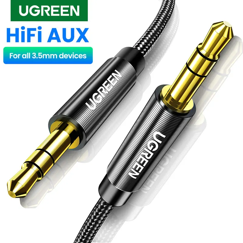 Ugreen-Aux 케이블 잭 3.5mm 오디오 케이블, 아이폰 3.5mm 남성용 케이블 Aux 컴퓨터 헤드폰 샤오미 노트북 자동차 3.5 잭 케이블