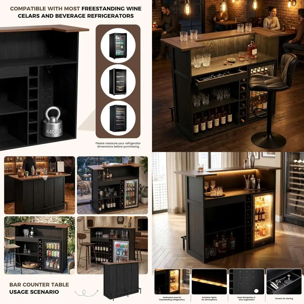 63 Inch Home Bar Unit with LED Lighting