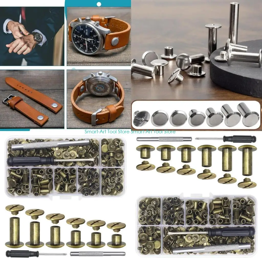 Set Of 110Pcs Binding Screw Crossed Head Button Screws For Leather Crafting Bookbinding Luggage Purse Binding Rivets For Leather