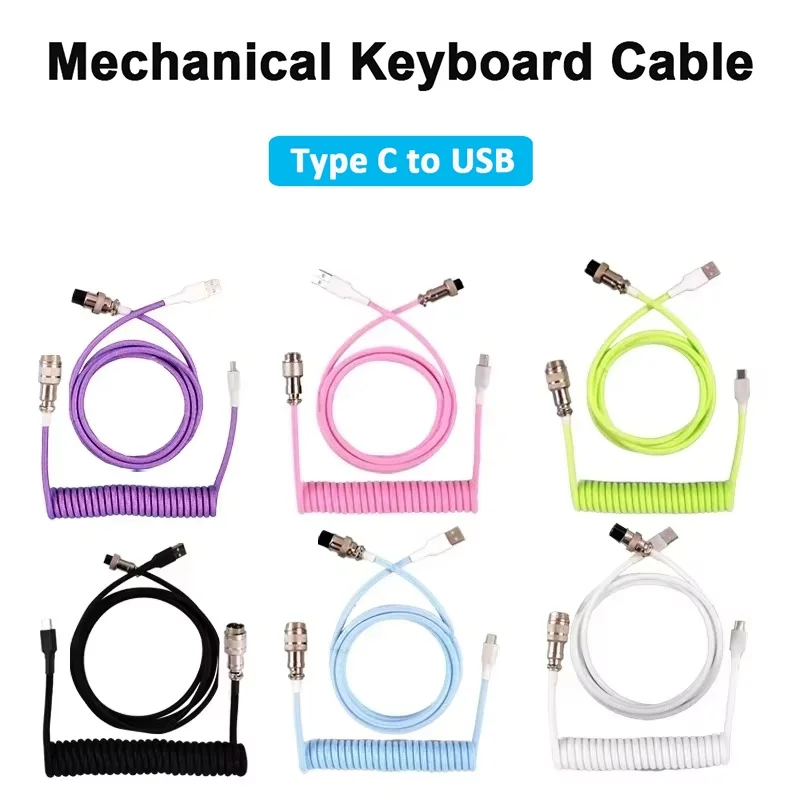 Câble enroulé pour clavier mécanique, câble aviateur type-c vers USB, connecteur d'aviation pour ordinateur, accessoires pour clavier de jeu