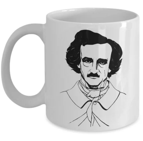 Book lover coffee mug - Edgar Allan Poe portrait horror american literature gift