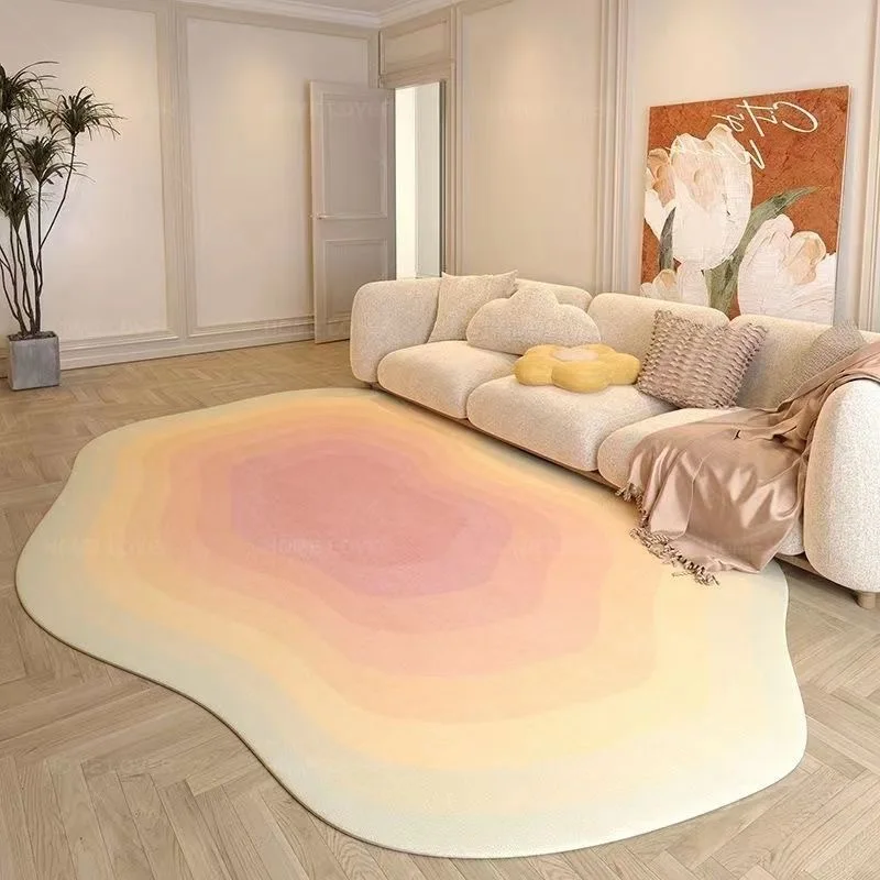 Ins Irregular Shaped Living Room Carpet Gradient Rugs For Bedroom Large Area Fluffy Soft Floor Mat Home Decoration Washable Rug