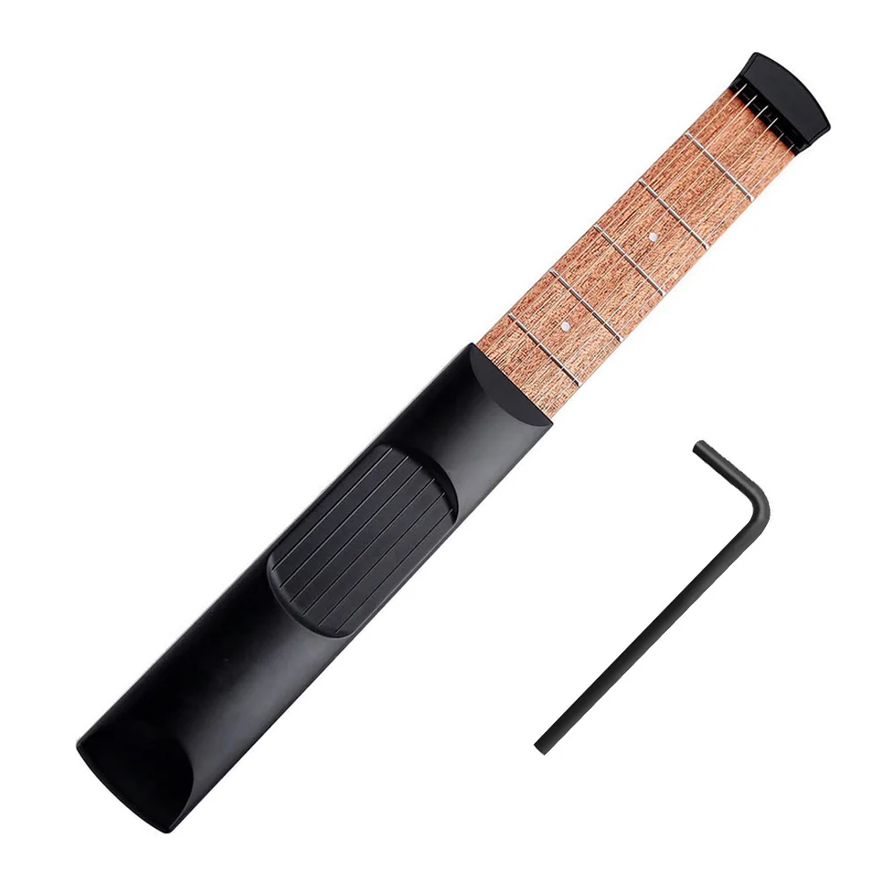 6 String 6 Fret Model Portable Pocket Guitar Neck Chord Trainer Sapele Wood Guitar Practice Tool for Trainer Beginner Black