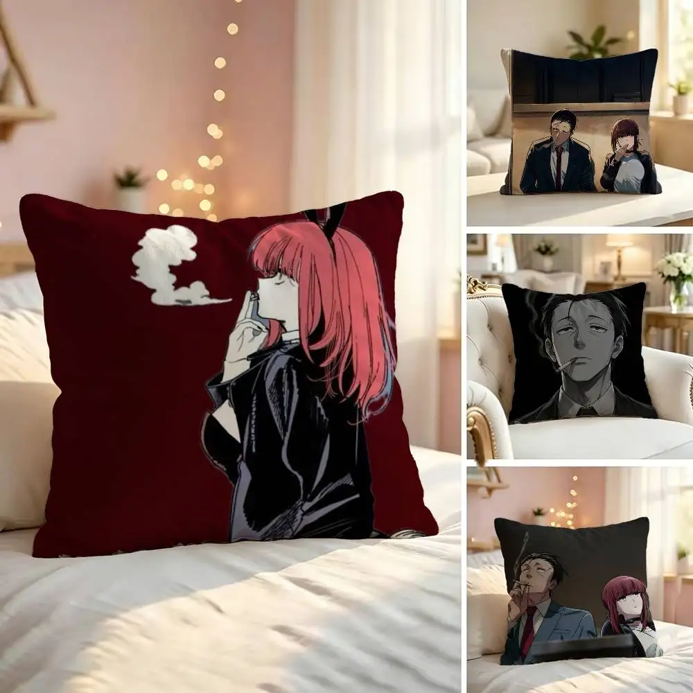 Smoking Behind Supermarket Square Double-Sided printed Pillow Case Bedroom Bedside Pillow Sofa Cushion Cover
