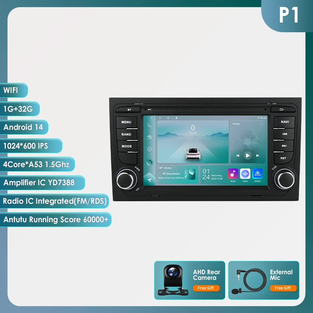 Hizpo 7 inch Smart Car Systemen voor Audi A4 2002-2007 S4 RS4 B6 B8 B7 Ondersteunt Apple Carplay Android Auto Achteruitrijcamera USB Speler GPS RDS WiFi BT 4G 8 Core Multimedia Stereo