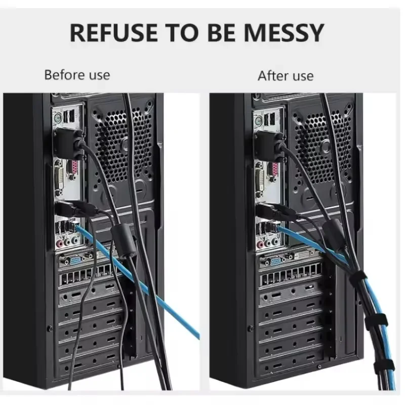 1/5 متر مدير الكابلات كابل بيانات تخزين قطعة أثرية الفيلكرو قابلة لإعادة الاستخدام رباط للكابل النايلون الحرة قطع مكتب منظم للأسلاك كابل ملزمة الشريط