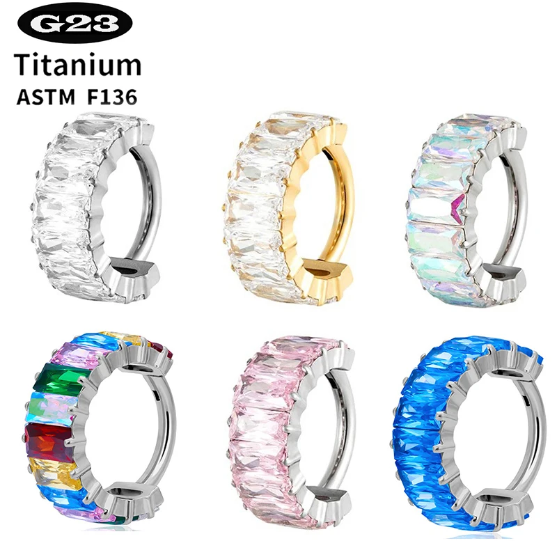 

1PC ASTM F136 Titanium Hoop Earrings Piercing Hinged Segment Clicker Nose Ring Helix Daith Conch Cartilage G23 Titanium Jewelry