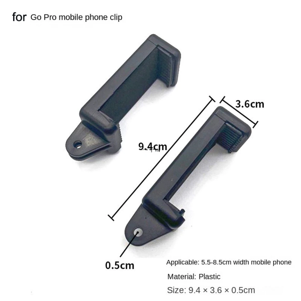 Portable Black Camera Accessory Adjustable Mount with 1/4 Screw Hole Phone Holder Stand Bracket Clip Tripod Adapter for GoPro