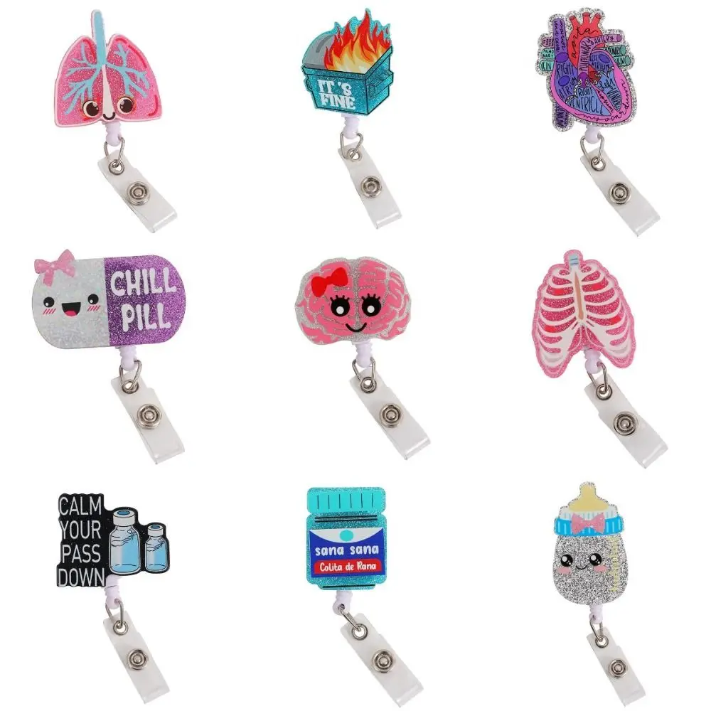 Stretchable Organs Badge Clip Fall-proof High Resilience Retractable Badge Reel Chest Card ID Card Clips Name Card Holder