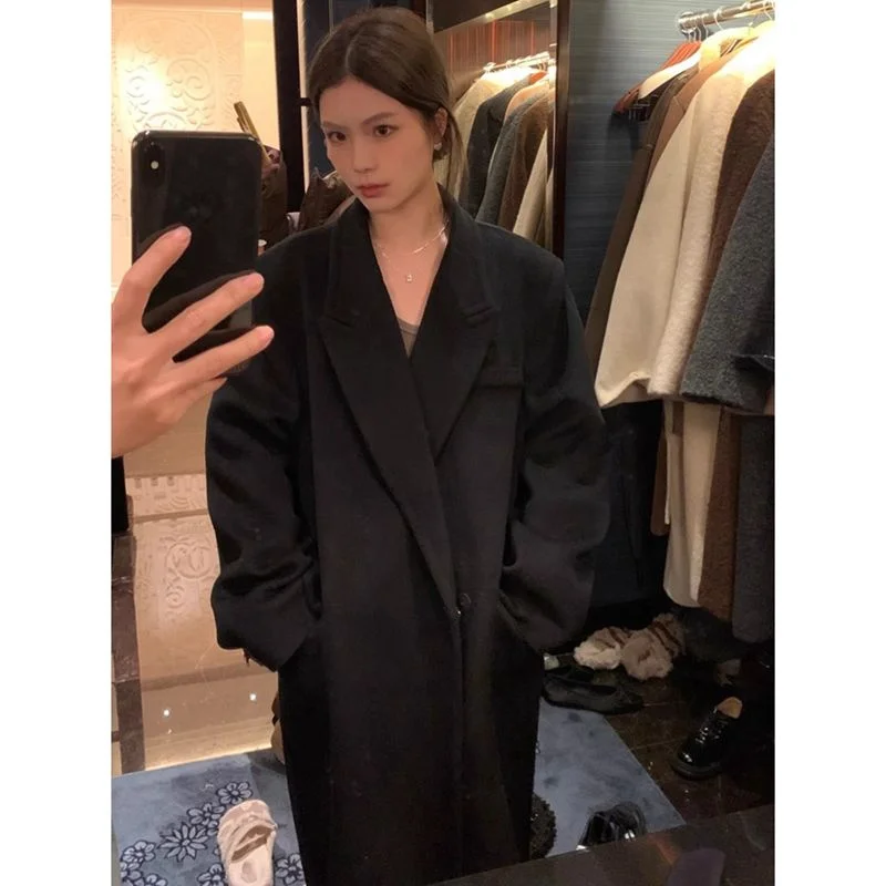 

Extra Large Size 300 Pou plus Size Women's Long Over-Knee Woolen Coat Loose Fit Winter Coat for plus Size Women