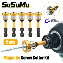 50mm 1/5pcs Magnetic Drywall Screw Bits Setter Kit Positioning Screwdriver Bits Drill Bit Holder Extension Screws Locating Tools