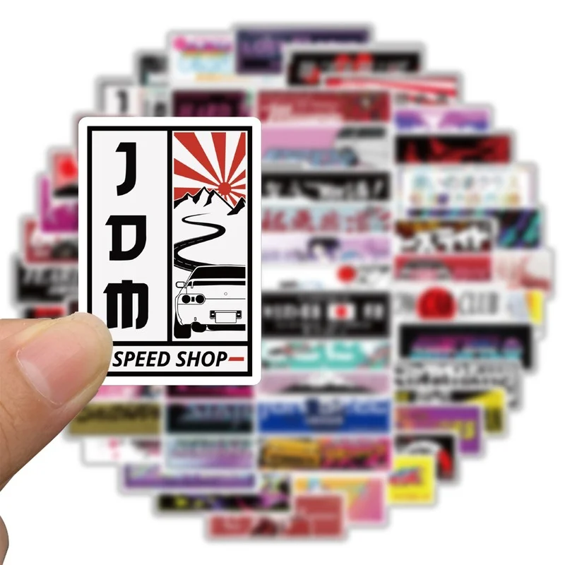 66PCS Japan Racing Style JDM Modification Sticker Kawaii Decal Sticker for Suitcase Skateboard Laptop Phone Journal