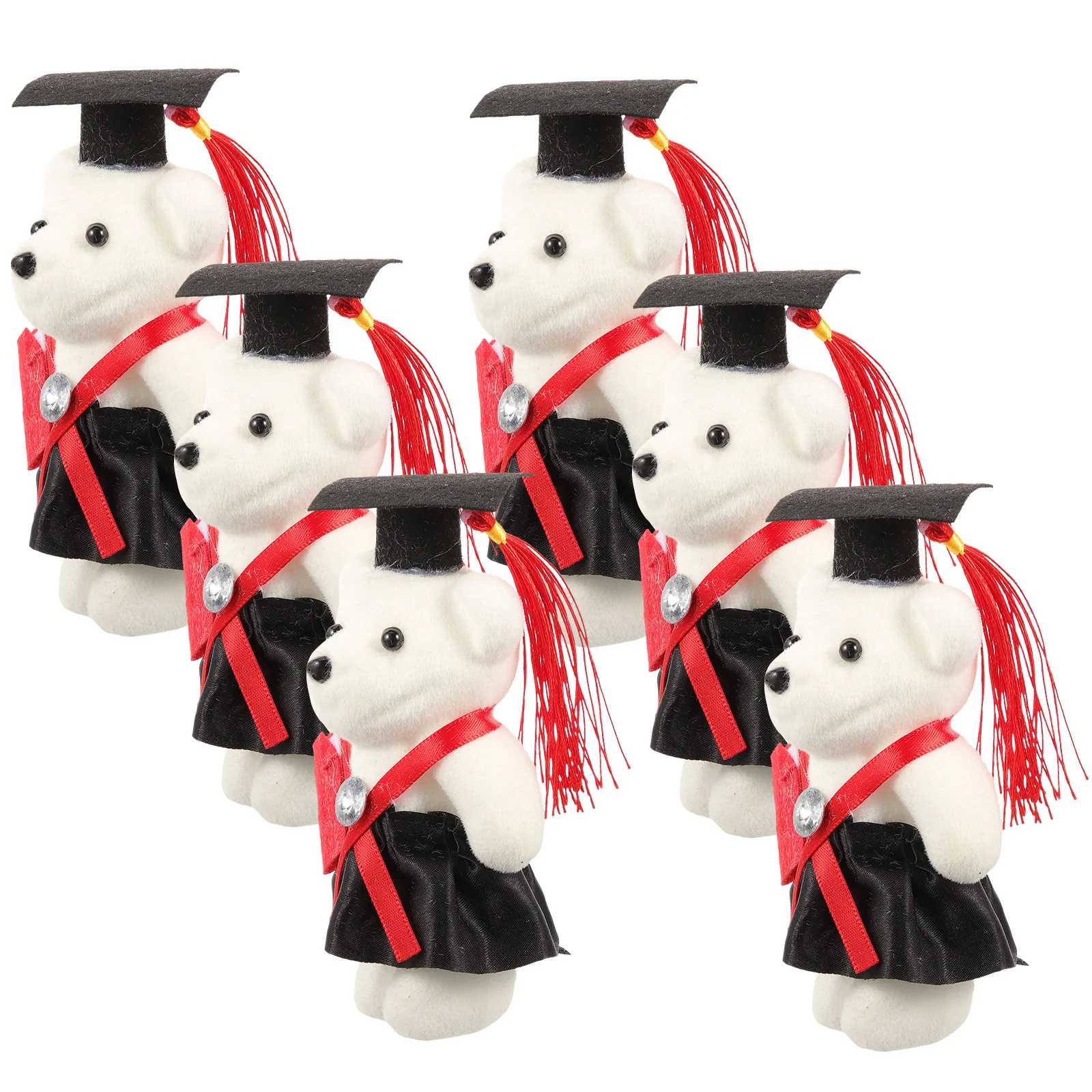 6 Pcs Graduation Season Dr Bear Toys Gift Wear Hat Figurine Non-woven Fabric Foam Ornaments Graduates Accessories