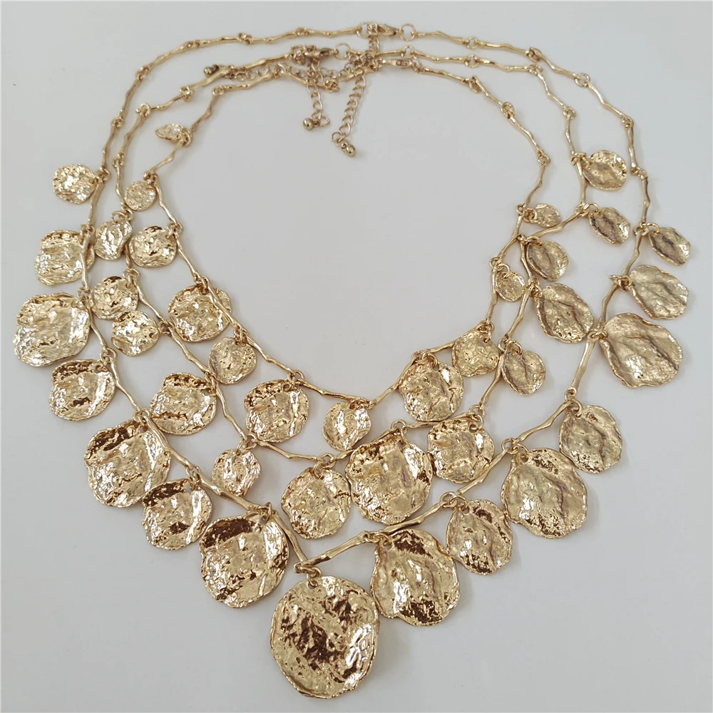 2025 New Golden Vintage Punk Medallion Coins Metal Choker Earrings Women Jewelry Sets Indian Statement Large Collar Necklace - view 4