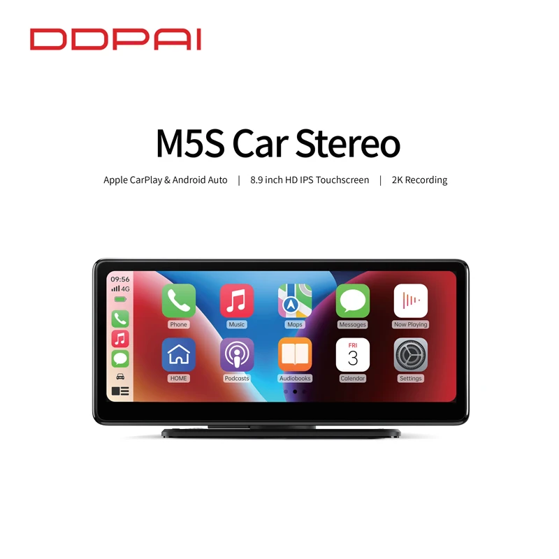 人気デザインDDpai M5Sカーステレオ8.9インチ超クリアタッチスクリーン2K超広角録画カーステレオDVDプレーヤー（アプリ付き）