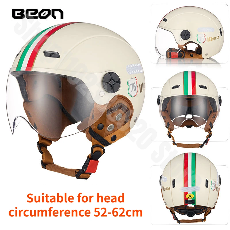 

BEON Helmet Electric Motorcycle Half Helmet Summer Ventilation Lightweight Head Circumference Adjustable Safety Helmet