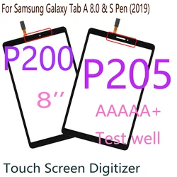 For Samsung Galaxy Tab A 8.0 & S Pen (2019) P200 P205 Touch Screen Panel Digitizer Sensor LCD Front Glass SM-P200 Replacement