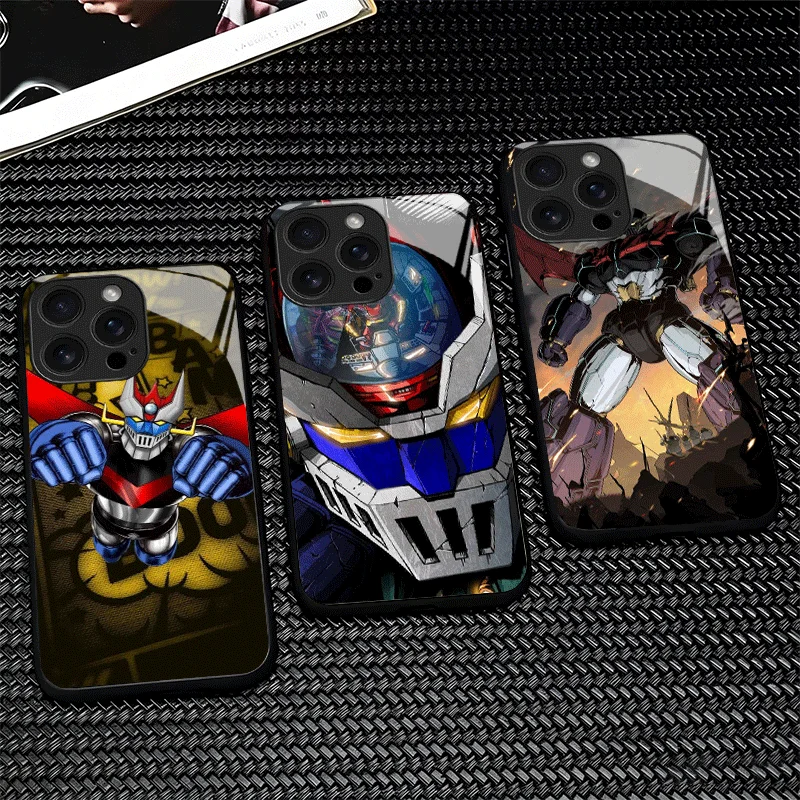 Funda de Vidrio para Teléfono con Diseño de Anime M-Mazinger Z para iPhone 16 17 15 14 13 Pro Max 12 11 16E XS 7 Plus, Carcasa Protectora Antigolpes