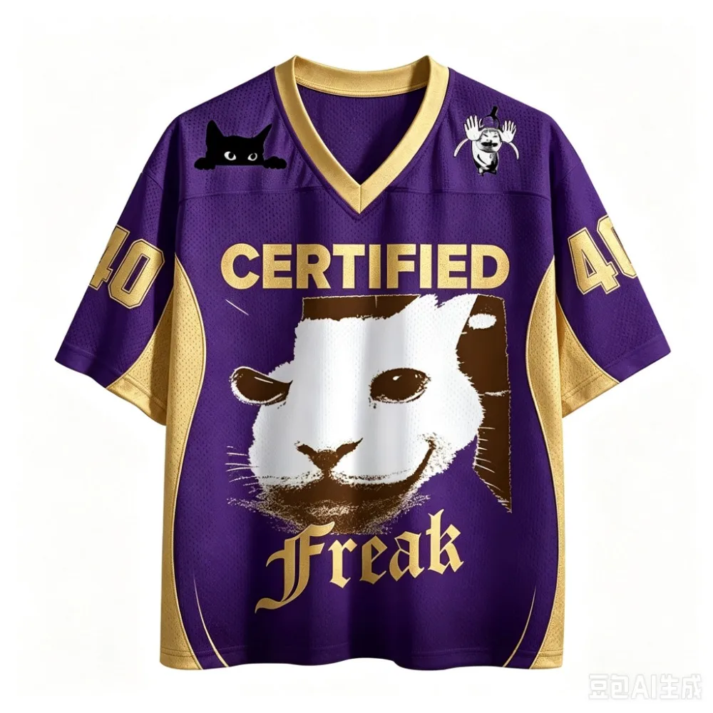 Cat Face Pattern 3D Print Sports Quick-dry Breatha Men V-neck Plus-size T-Shirt Outdoor Street Casual  Y2K Parent-Child Clothing