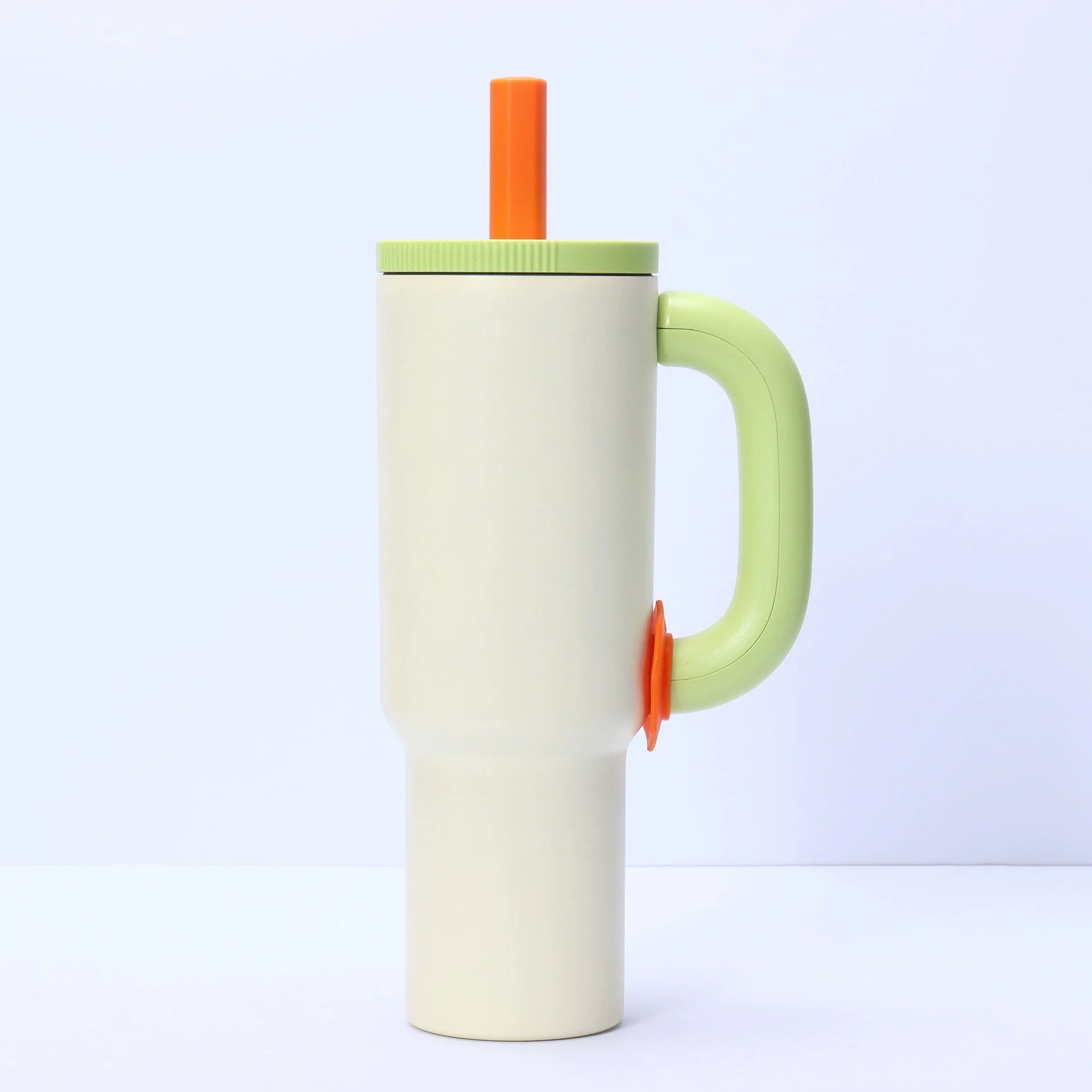 

40OZ Iced Coffee Tumbler Large Capacity Car Thermos Cup With Straw Handle Stainless Steel Flask Outdoor Water Bottle 1200ml